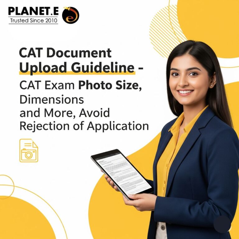 Sample CAT exam passport size photo with correct dimensions and white background – Planet E guide