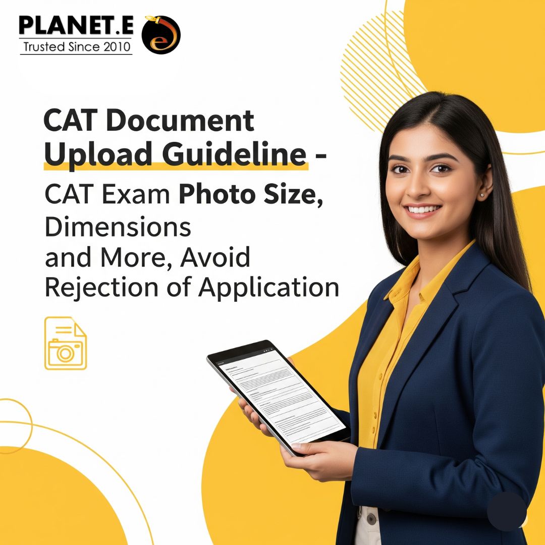 Sample CAT exam passport size photo with correct dimensions and white background – Planet E guide