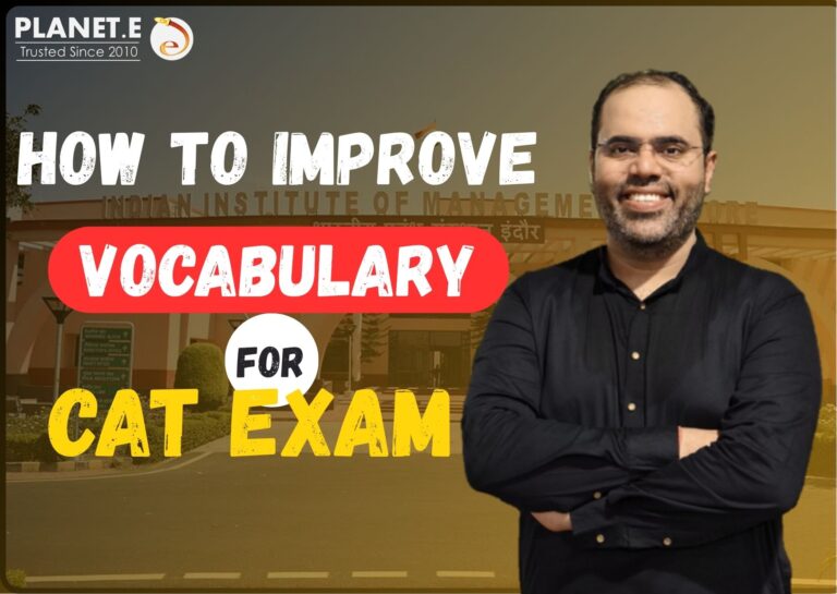 CAT aspirant improving vocabulary using flashcards at a study desk